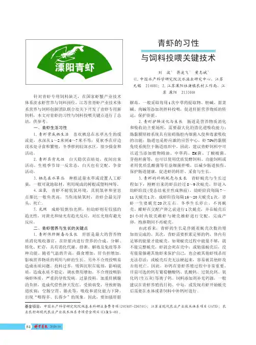 青虾的习性与饲料投喂关键技术