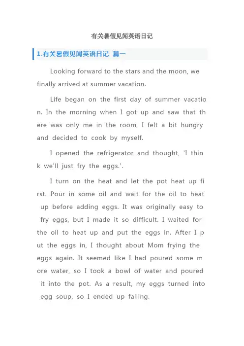 有关暑假见闻英语日记