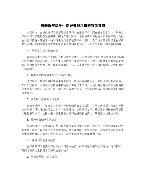 培养低年级学生良好书写习惯的有效策略