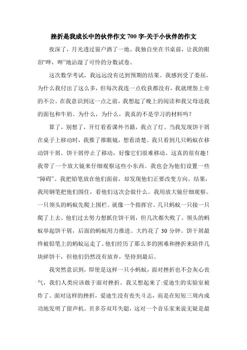 挫折是我成长中的伙伴作文700字-关于小伙伴的作文.doc