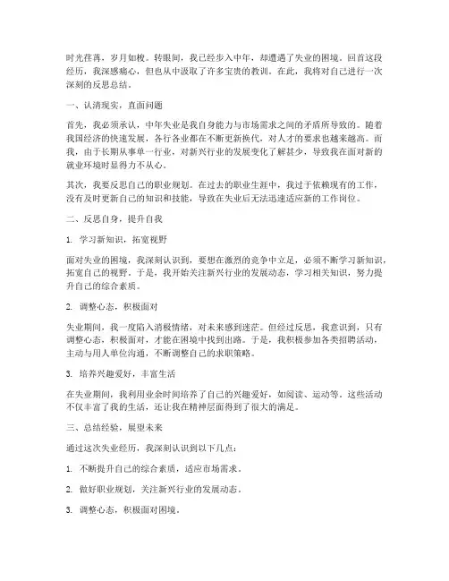 中年失业反思总结范文