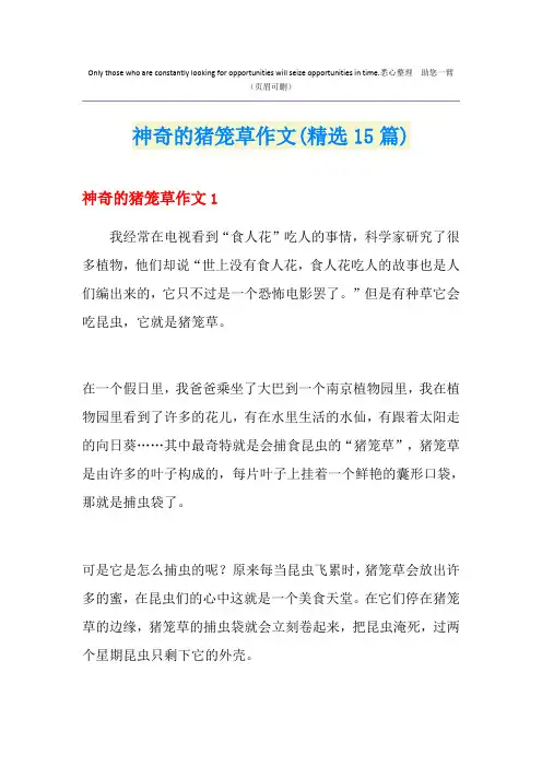 神奇的猪笼草作文(精选15篇)