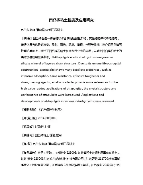 凹凸棒粘土性能及应用研究