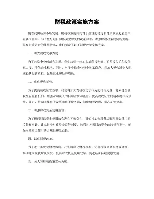 财税政策实施方案