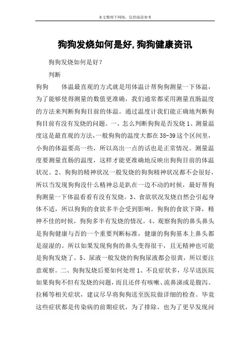 狗狗发烧如何是好,狗狗健康资讯