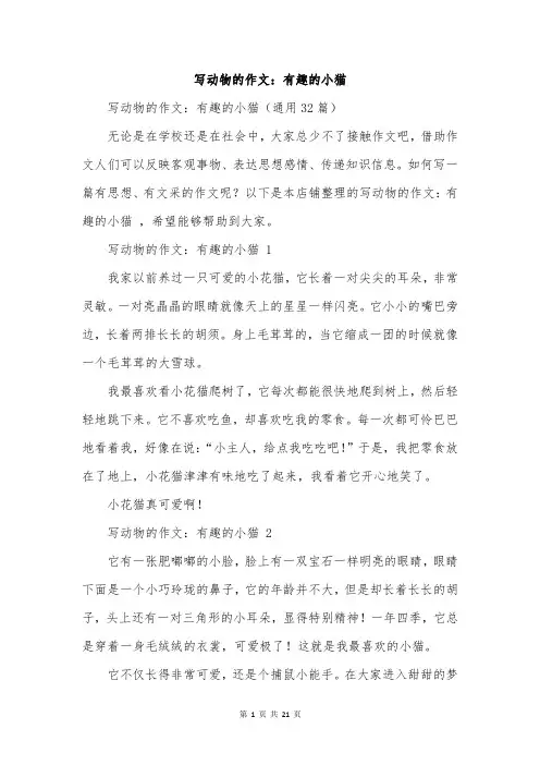 写动物的作文：有趣的小猫