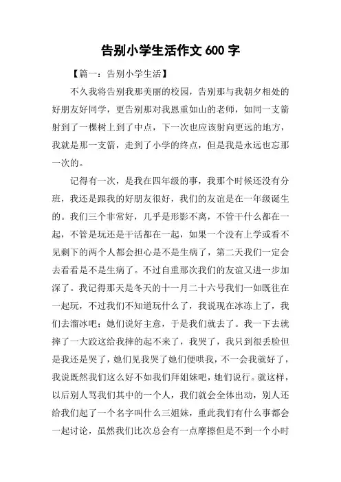 告别小学生活作文600字
