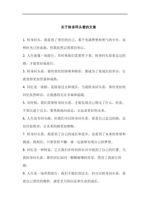 关于转身回头看的文案