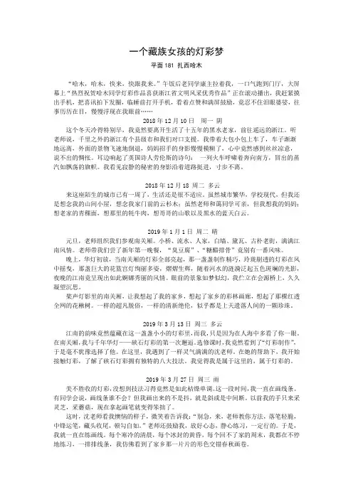 浙江省第5届梦想杯一等奖作品(一个藏族女孩的灯彩梦)