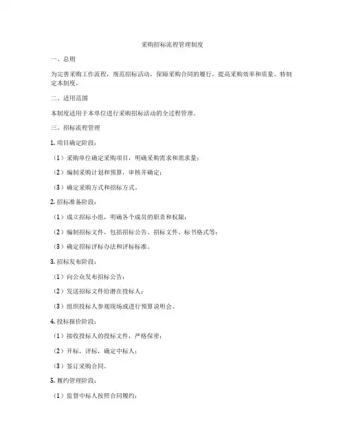 采购招标流程管理制度