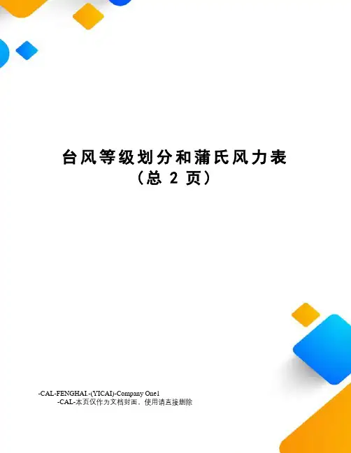 台风等级划分和蒲氏风力表