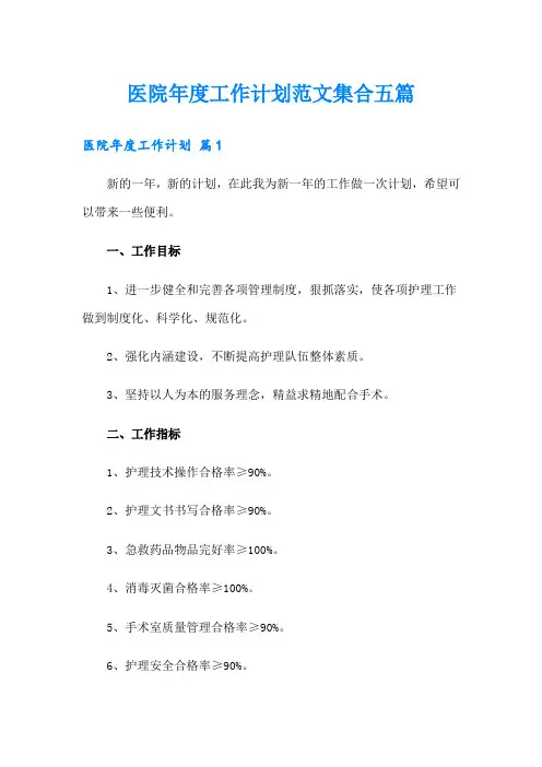 医院年度工作计划范文集合五篇