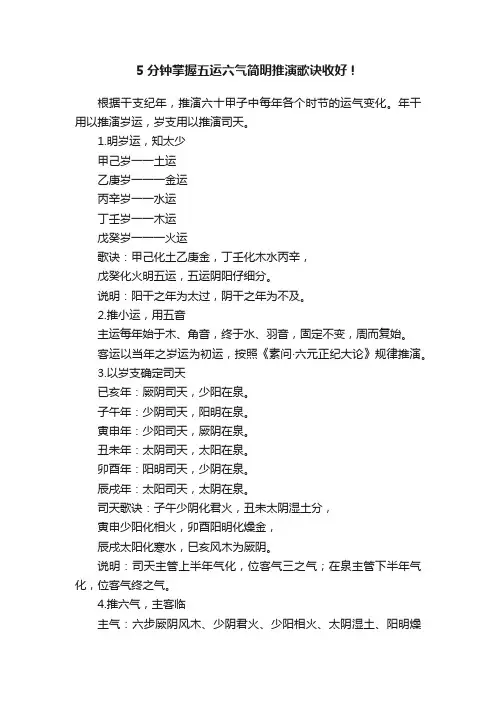5分钟掌握五运六气简明推演歌诀收好！