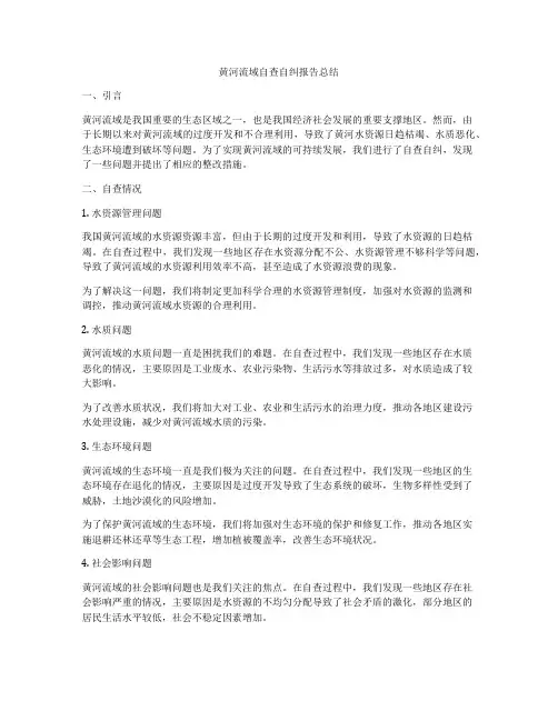 黄河流域自查自纠报告总结