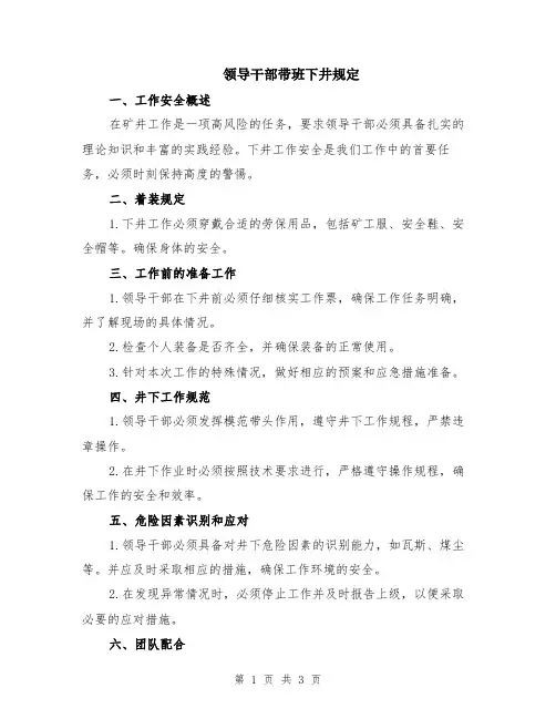 领导干部带班下井规定