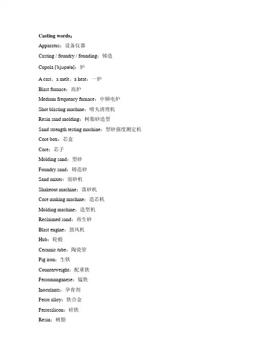 铸造的英文单词