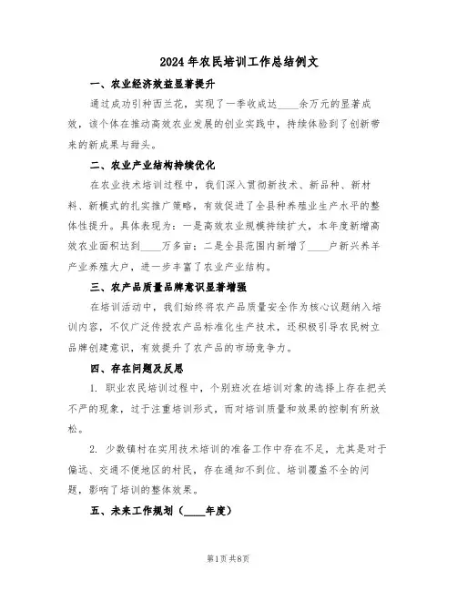 2024年农民培训工作总结例文（四篇）
