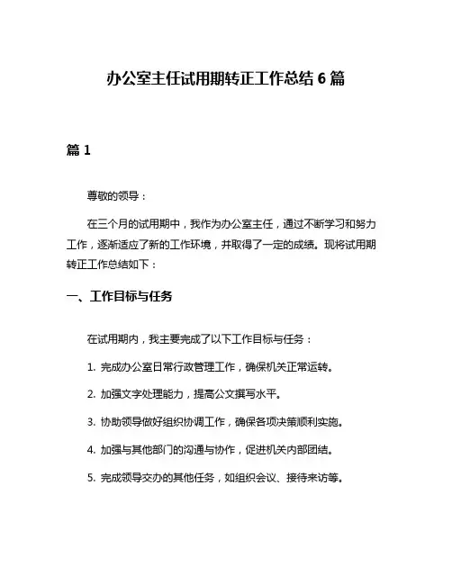 办公室主任试用期转正工作总结6篇