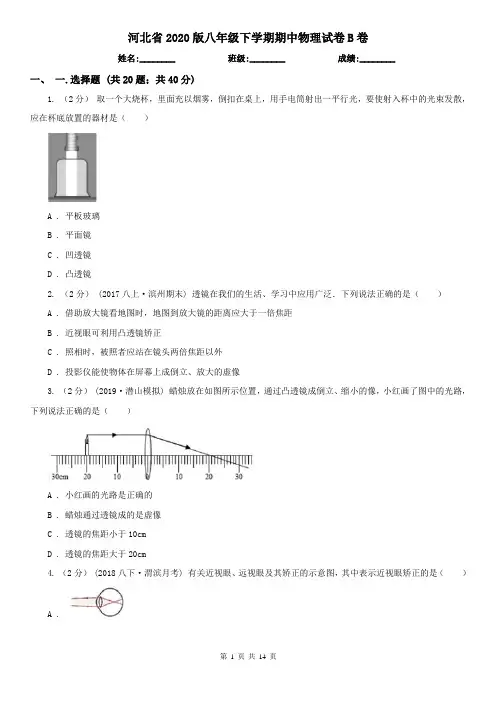 河北省2020版八年级下学期期中物理试卷B卷