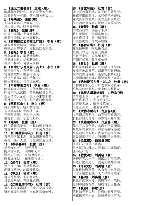 描写春天古诗大全
