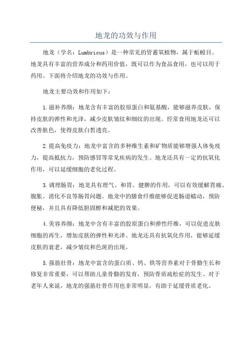 地龙的功效与作用