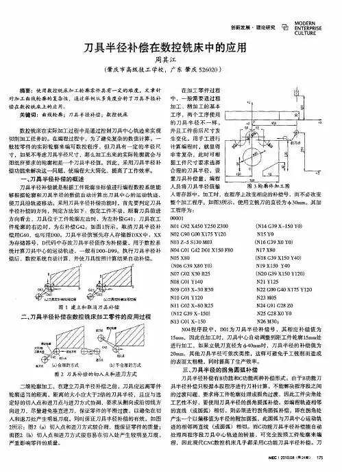 刀具半径补偿在数控铣床中的应用