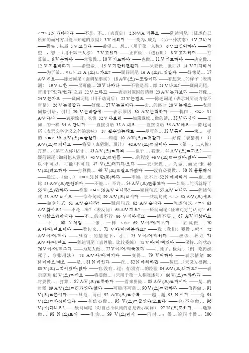韩国语考试常用语法
