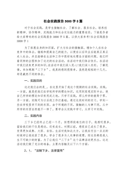 社会实践报告3000字5篇