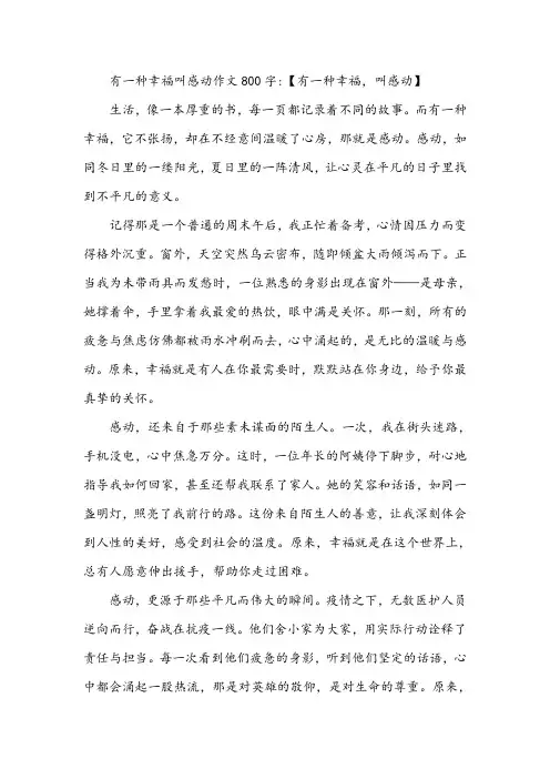 有一种幸福叫感动作文800字
