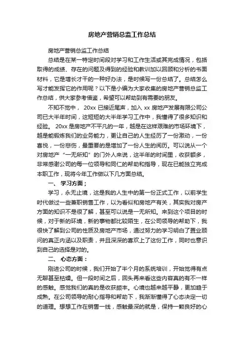 房地产营销总监工作总结