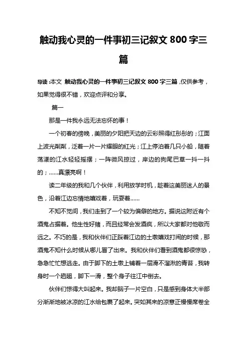 触动我心灵的一件事初三记叙文800字三篇