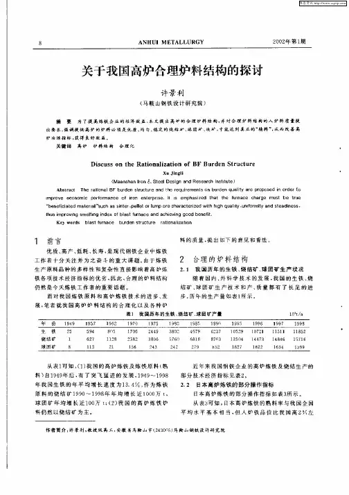 关于我国高炉合理炉料结构的探讨