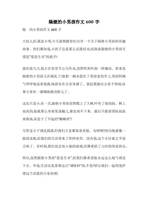 隔壁的小男孩作文600字