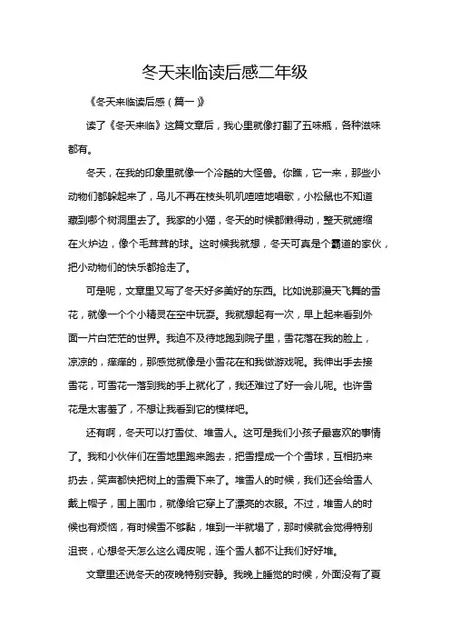冬天来临读后感二年级