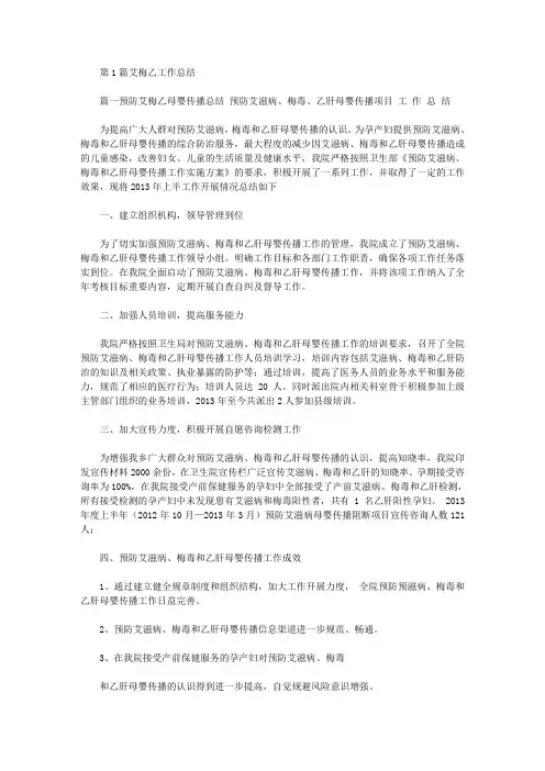 艾梅乙工作总结