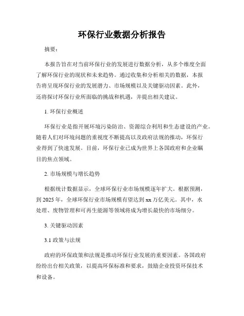 环保行业数据分析报告
