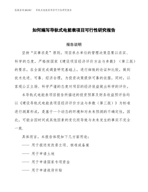 如何编写导轨式电能表项目可行性研究报告