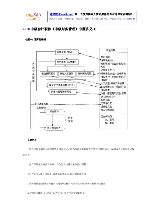 2010中级会计职称《中级财务管理》专题讲义(1-5)