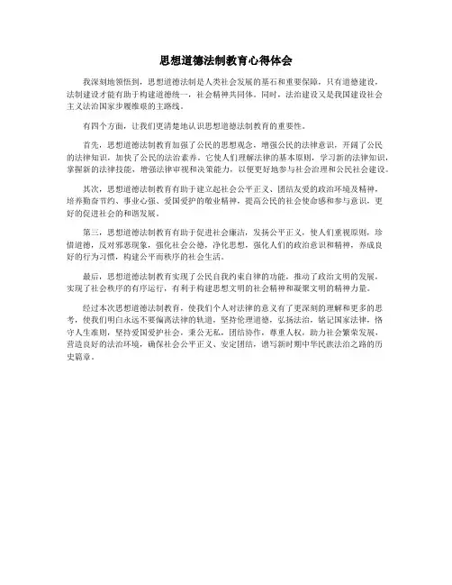 思想道德法制教育心得体会