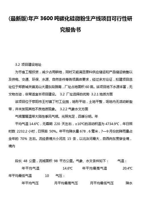 最新版)年产3600吨碳化硅微粉生产线项目可行性研究报告书