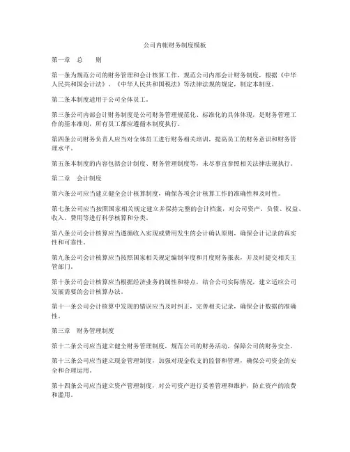 公司内帐财务制度模板