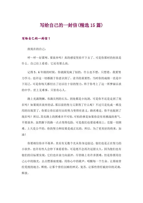 文学_写给自己的一封信(精选15篇)