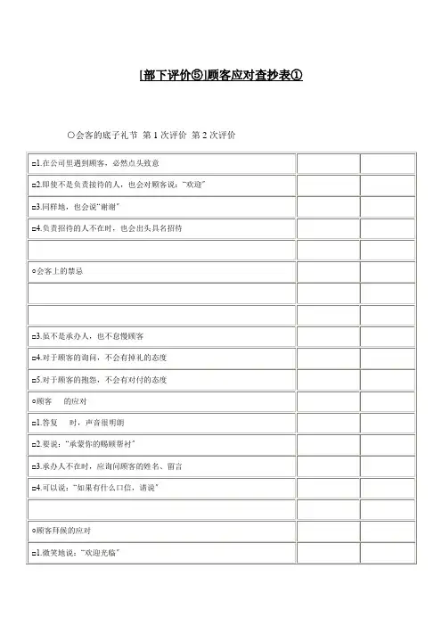【测量评估】顾客应对检查表