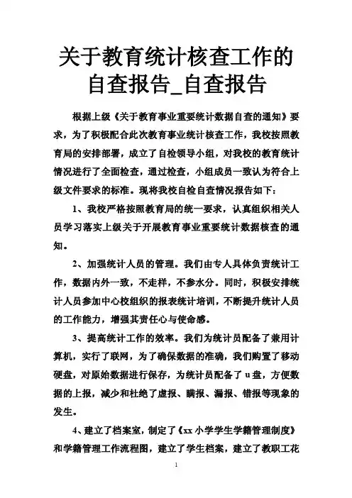 关于教育统计核查工作的自查报告_自查报告