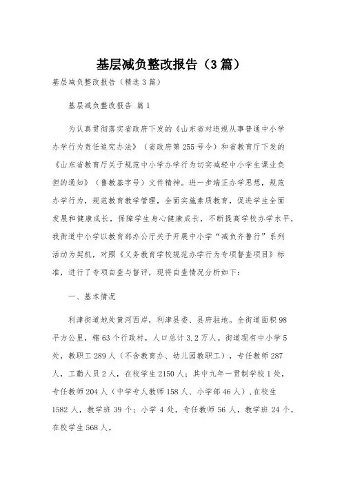基层减负整改报告(3篇)