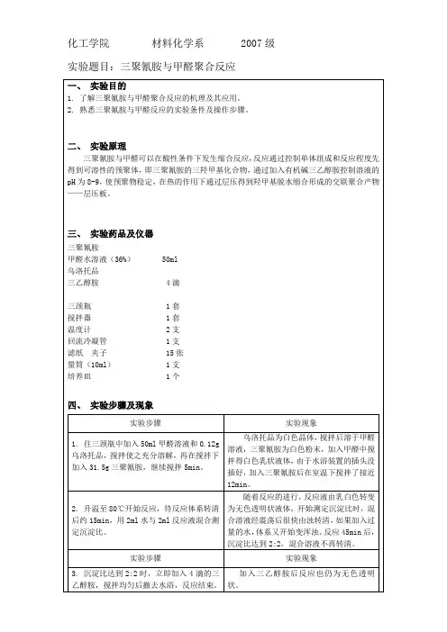 三聚氰胺与甲醛聚合反应