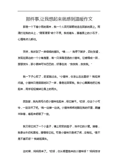 那件事,让我想起来就感到温暖作文