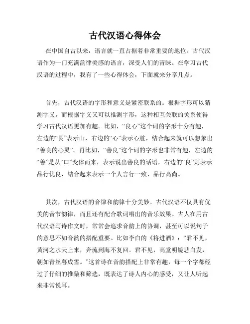 古代汉语心得体会
