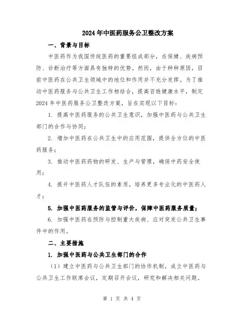 2024年中医药服务公卫整改方案