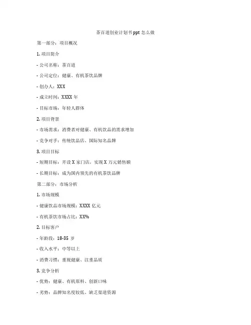 茶百道创业计划书ppt怎么做